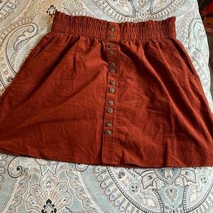 Madewell corduroy skirt. NWT. Burnt orange. Elastic waste. Pockets
